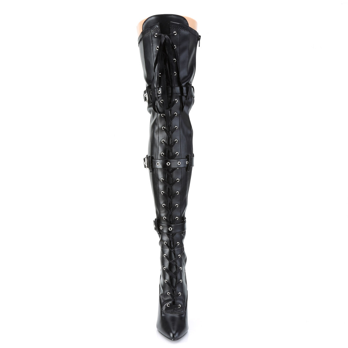 5" Heel Ribbon Stretch Thigh High Boot w/ Grommet Pleaser Pleaser SEDUCE/3028