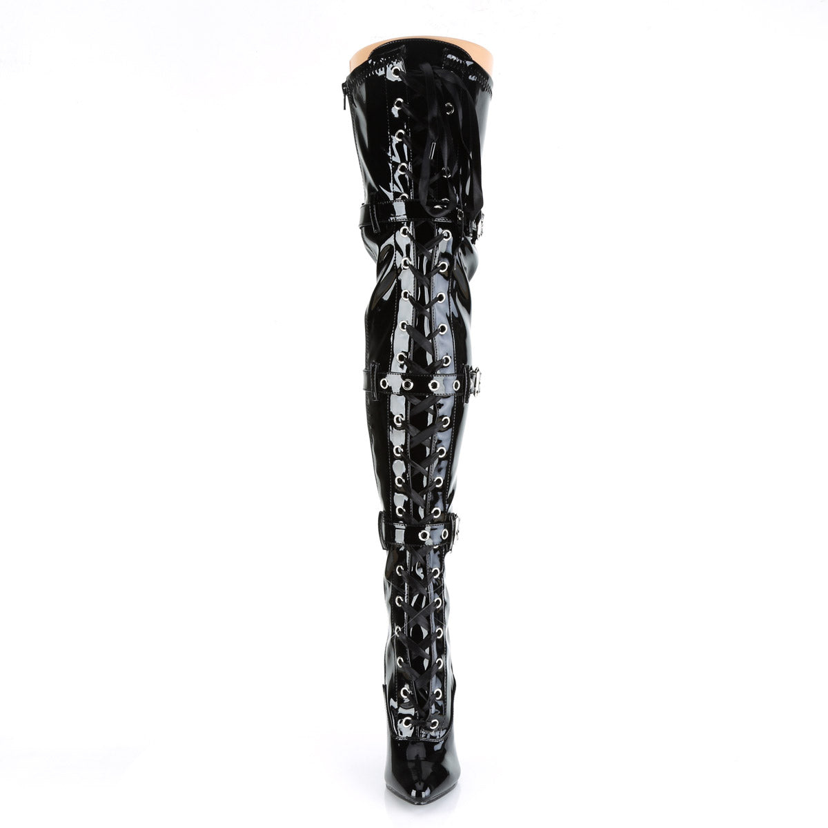 Dominatrix Ribbon Stretch Thigh High Stiletto Heel Boots Shoes Pleaser Pleaser SEDUCE/3028