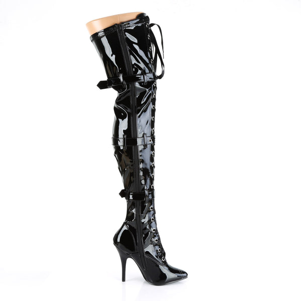 Dominatrix Ribbon Stretch Thigh High Stiletto Heel Boots Shoes Pleaser Pleaser SEDUCE/3028