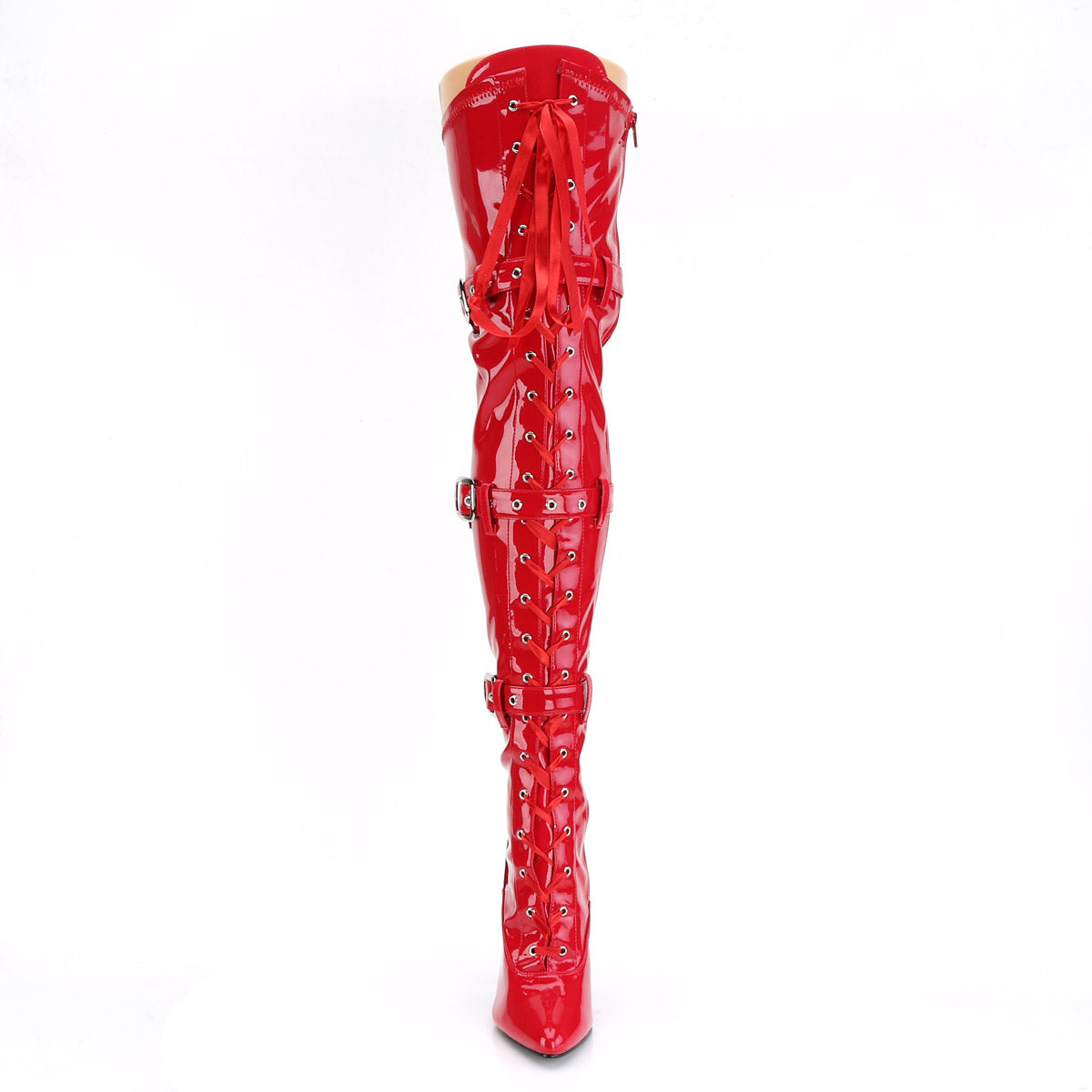 5" Heel Ribbon Stretch Thigh High Boot w/ Grommet Pleaser Pleaser SEDUCE/3028