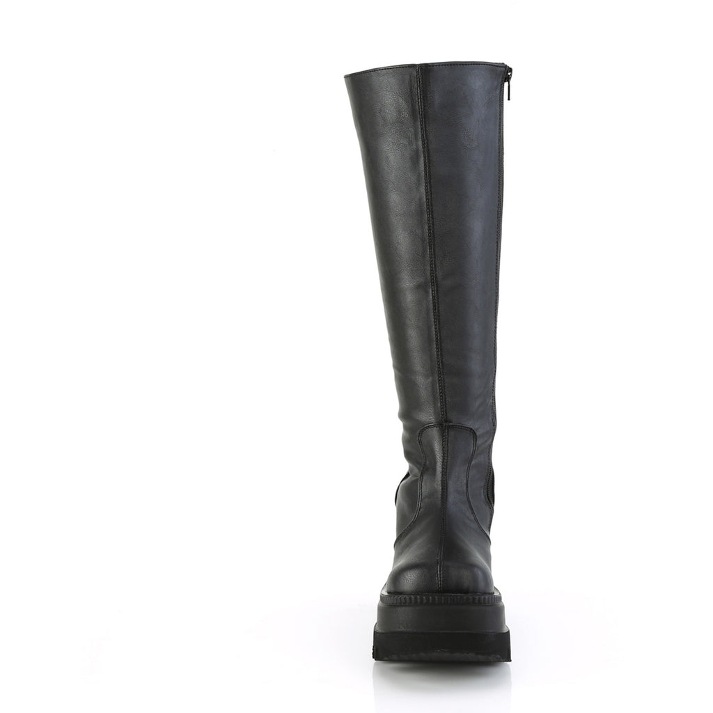 4 1/2" Wedge Pf Wide Calf Knee High Boot, Inside Zip Pleaser Demonia SHA100WC/BVL
