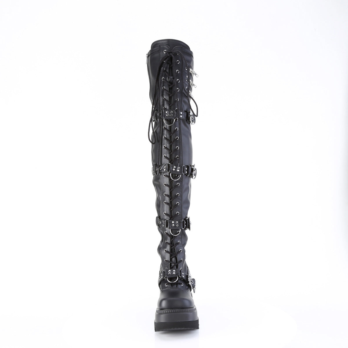 Demonia Shaker-420 4.5 Inch Platform Lace-Up Stretch Thigh High Boots Women Secondary image