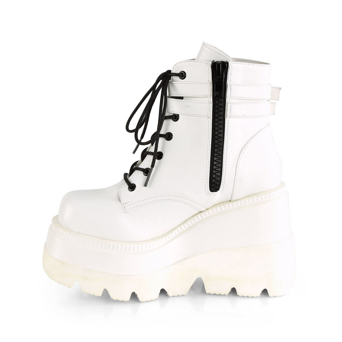 Demonia 4 1/2" Wedge PF Lace-Up Ankle Boot, Side Zip SHA52/WVL Secondary image