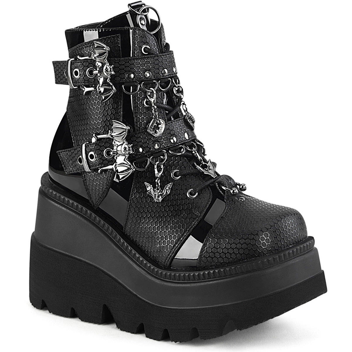 4 1/2" Wedge Pf Ankle Boot, Side Zip Pleaser Demonia SHAKER/66 Main image