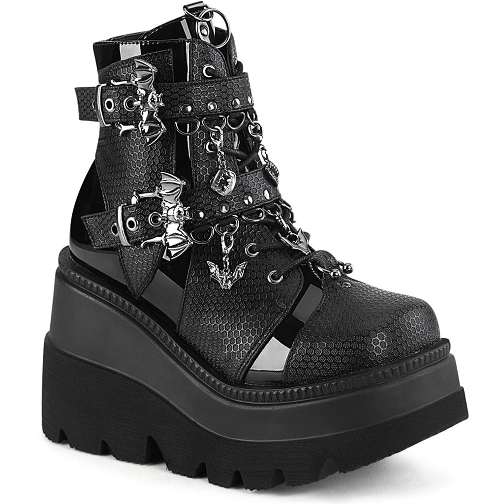 4 1/2" Wedge Pf Ankle Boot, Side Zip Pleaser Demonia SHAKER/66