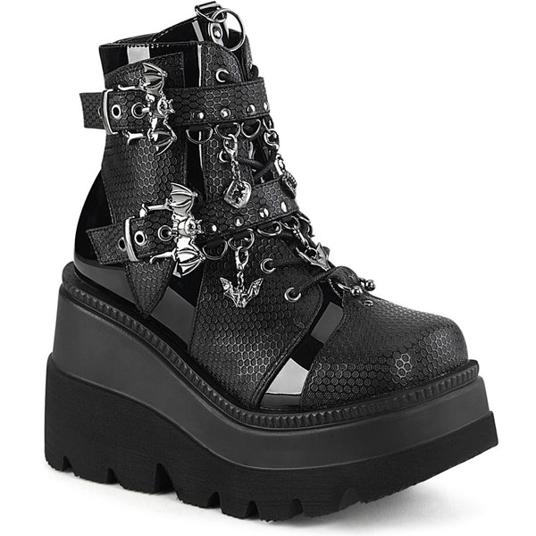 4 1/2" Wedge Pf Ankle Boot, Side Zip Pleaser Demonia SHAKER/66