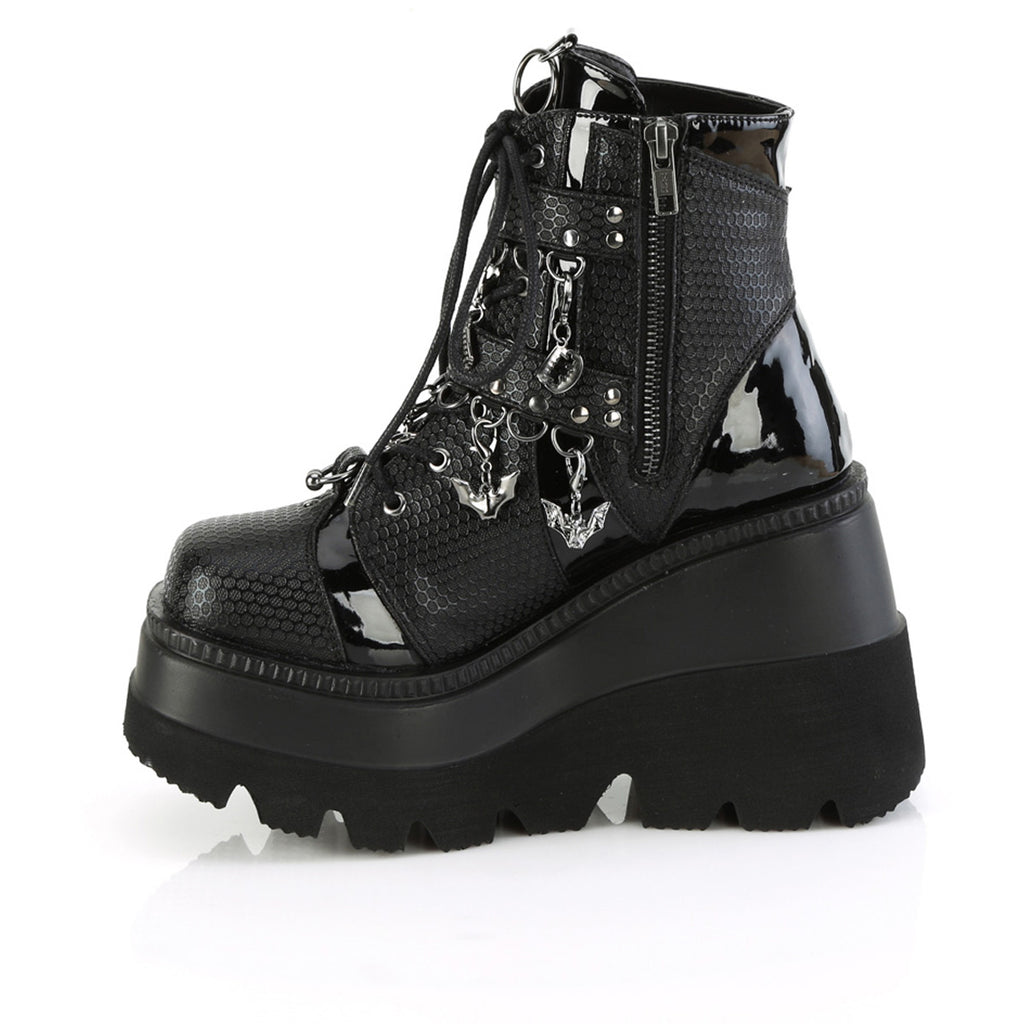 4 1/2" Wedge Pf Ankle Boot, Side Zip Pleaser Demonia SHAKER/66