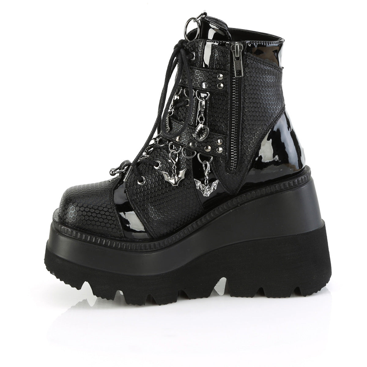 4 1/2" Wedge Pf Ankle Boot, Side Zip Pleaser Demonia SHAKER/66