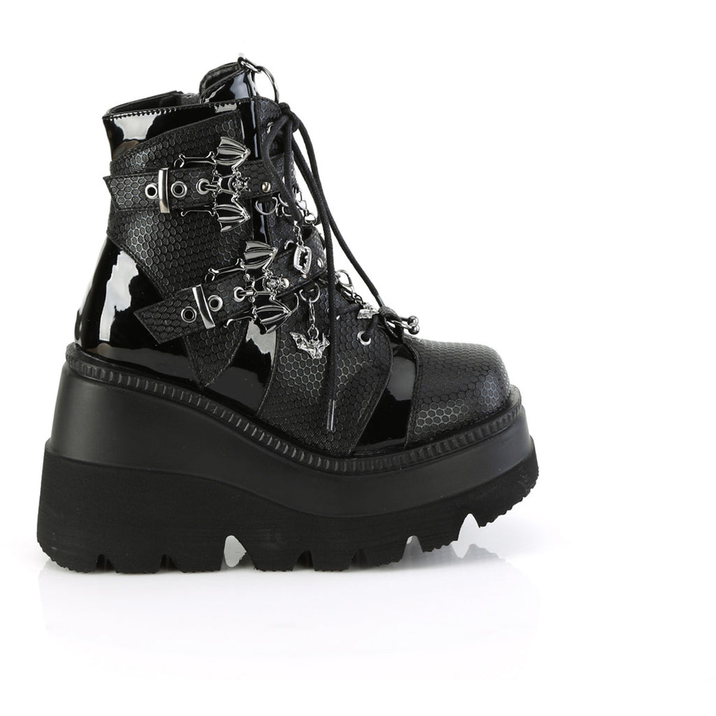 4 1/2" Wedge Pf Ankle Boot, Side Zip Pleaser Demonia SHAKER/66