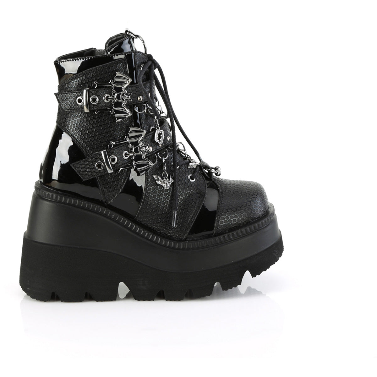 4 1/2" Wedge Pf Ankle Boot, Side Zip Pleaser Demonia SHAKER/66