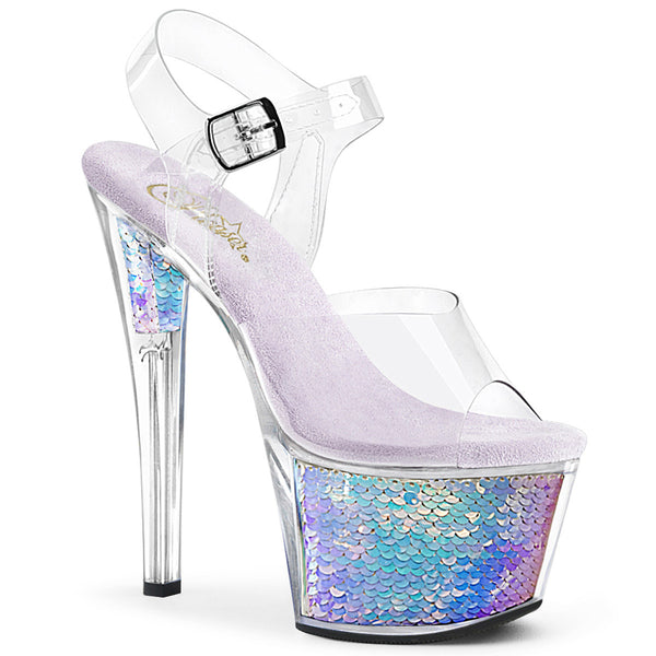7" Heel, 2" PF Ankle Strap Sandal Pleaser Pleaser SKY/308MC