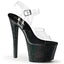 7" Heel, 2 3/4" PF Ankle Strap Sandal w/Mini Glitter Pleaser Pleaser SKY/308MG