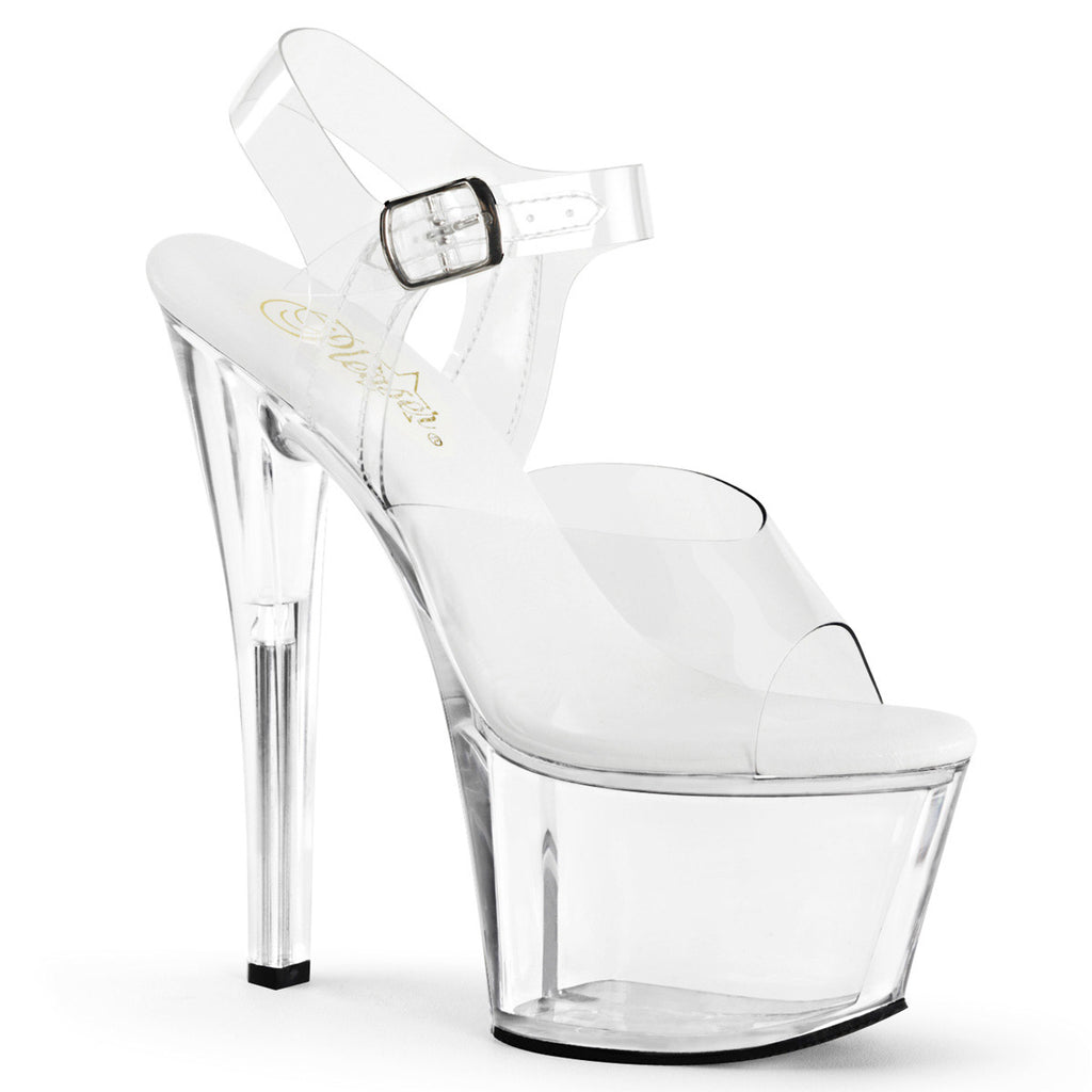 7" Heel, 2 3/4"pf All Vegan Ankle Strap Sanda Pleaser Pleaser SKY/308VL