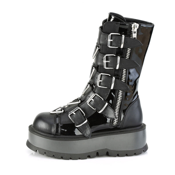 2" Pf Mid-Calf Boot W/ 5 Buckle Straps, Outside Zip Pleaser Demonia SLACKER/160