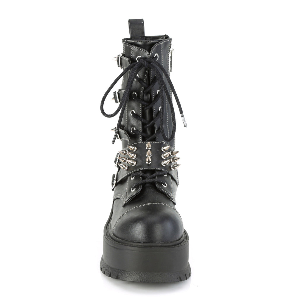 2" Pf Lace-Up Mid-Calf Boot, Side Zip Pleaser Demonia SLACKER/165