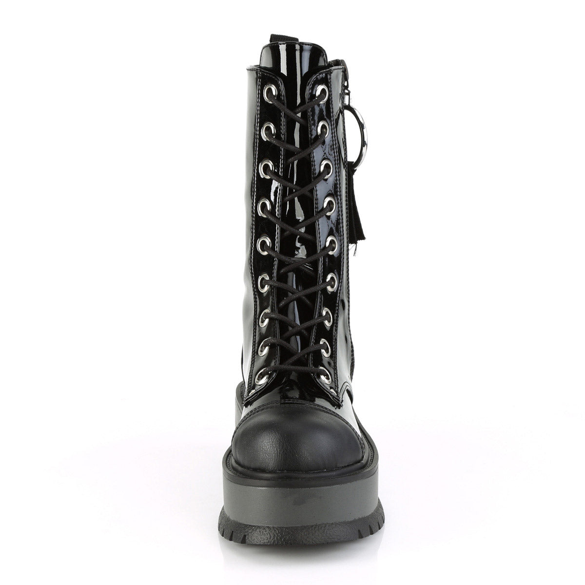 Demonia Slacker-220 2in Platform Lace-Up Mid-Calf Vegan Leather Boots for Women Secondary image