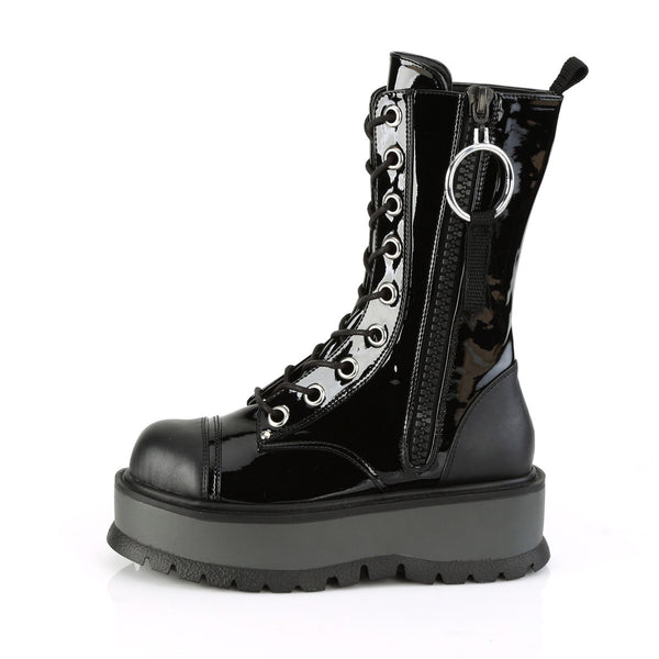 2" PF Lace-Up Ankle Boot, Outside Zip Pleaser Demonia SLACKER/220