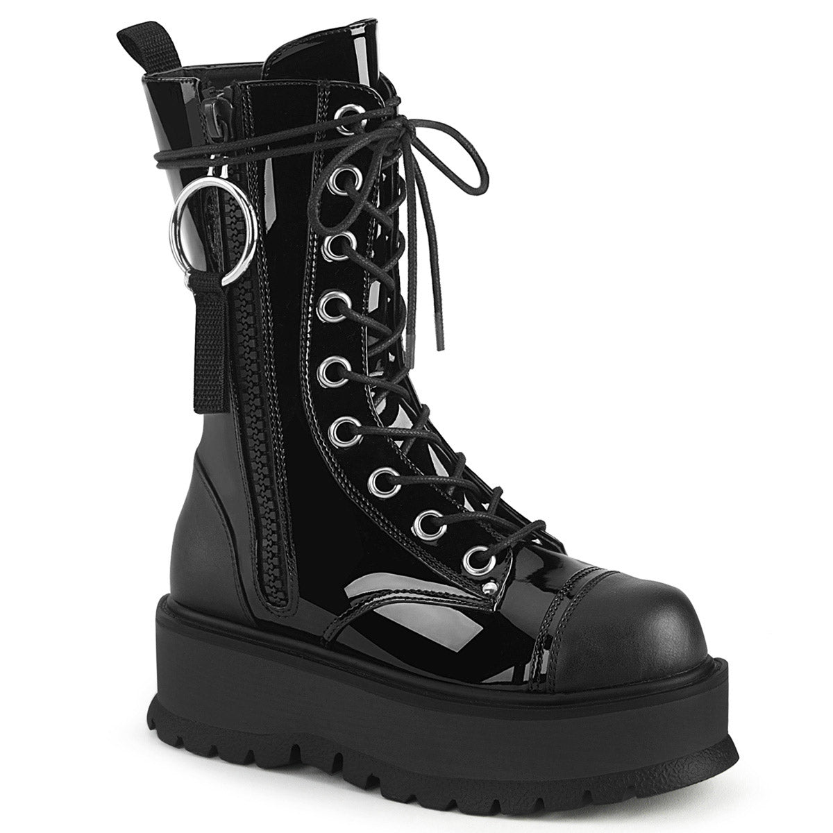 2" PF Lace-Up Ankle Boot, Outside Zip Pleaser Demonia SLACKER/220 Main image