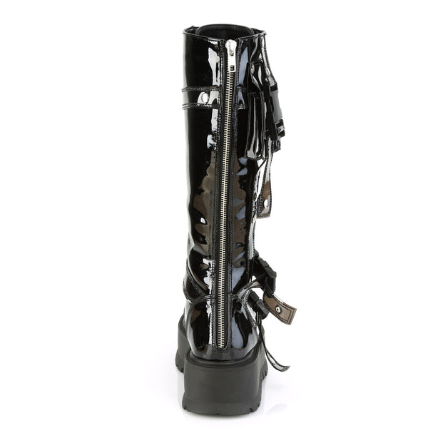 2" Pf Lace-Up Knee High Boot, Back Metal Zip Pleaser Demonia SLACKER/260
