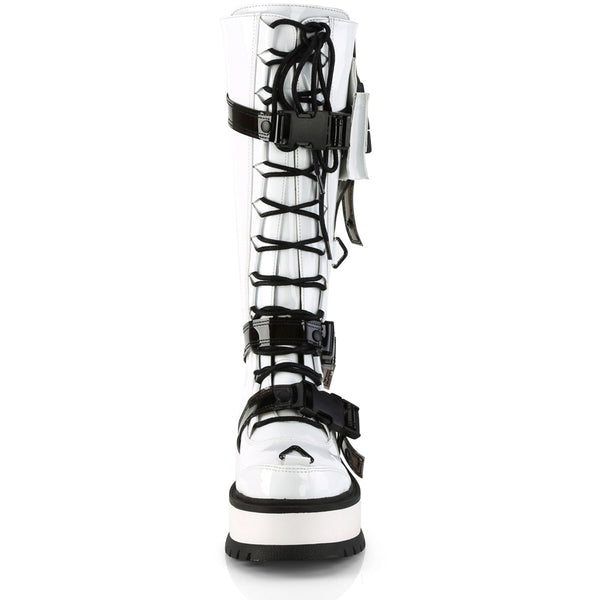 2" Pf Lace-Up Knee High Boot, Back Metal Zip Pleaser Demonia SLACKER/260