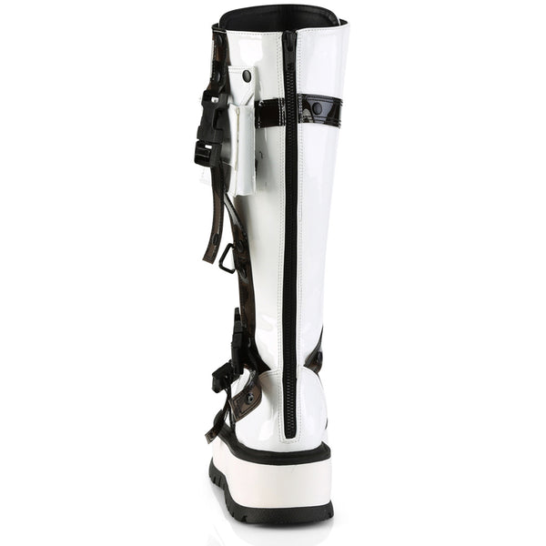 2" Pf Lace-Up Knee High Boot, Back Metal Zip Pleaser Demonia SLACKER/260