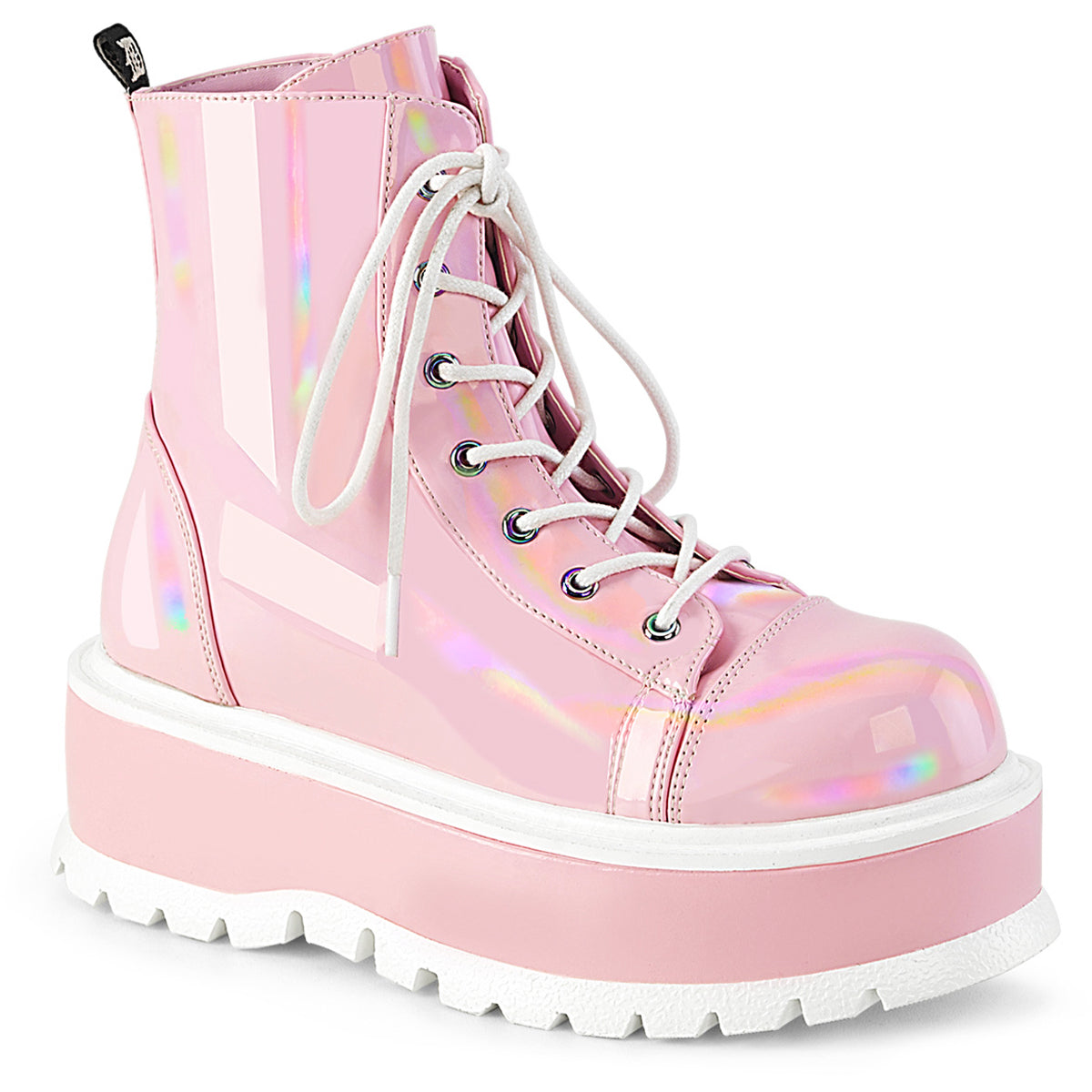 2" Pf Lace-Up Ankle Boot, Side Zip Pleaser Demonia SLK55/BPHG Main image