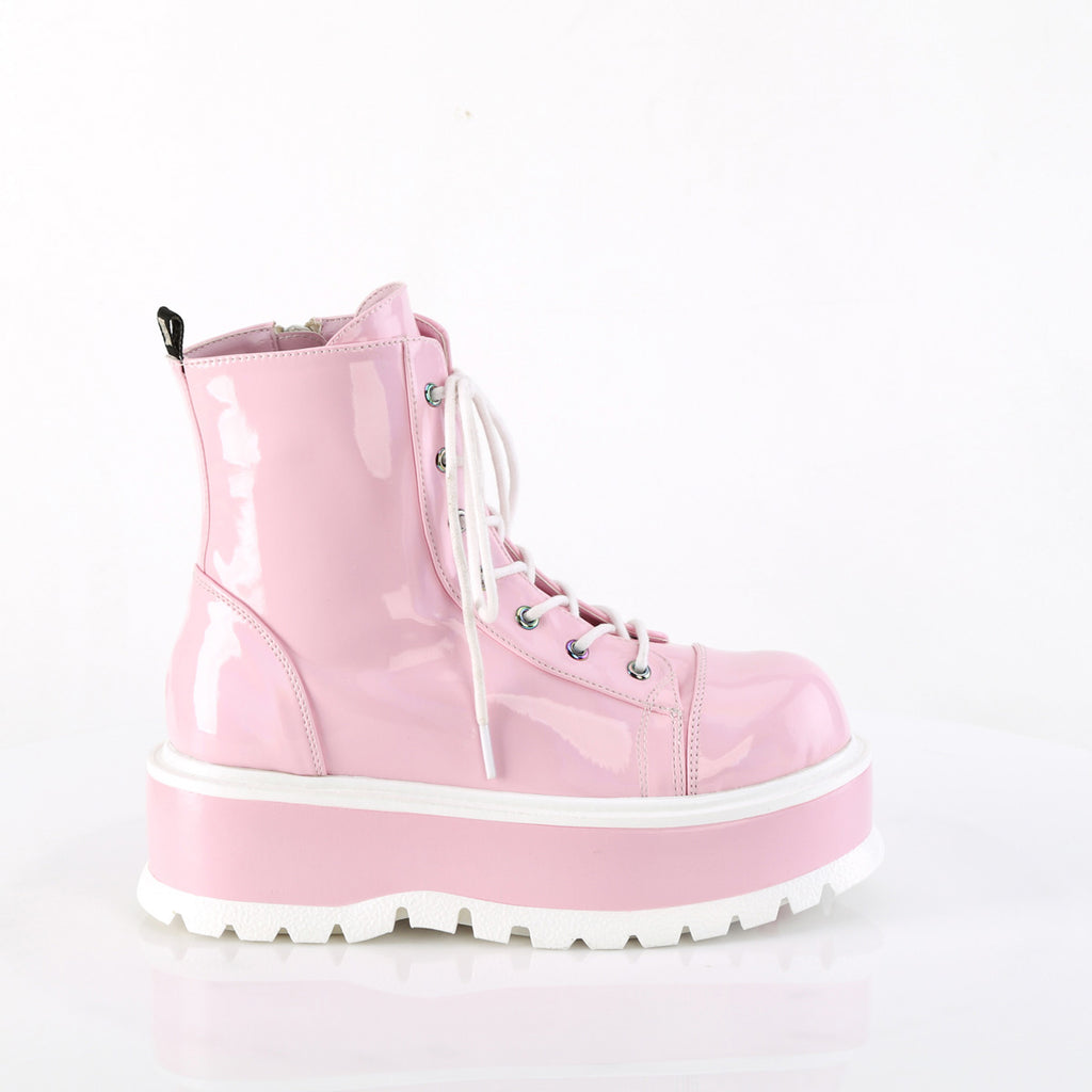 2" Pf Lace-Up Ankle Boot, Side Zip Pleaser Demonia SLK55/BPHG