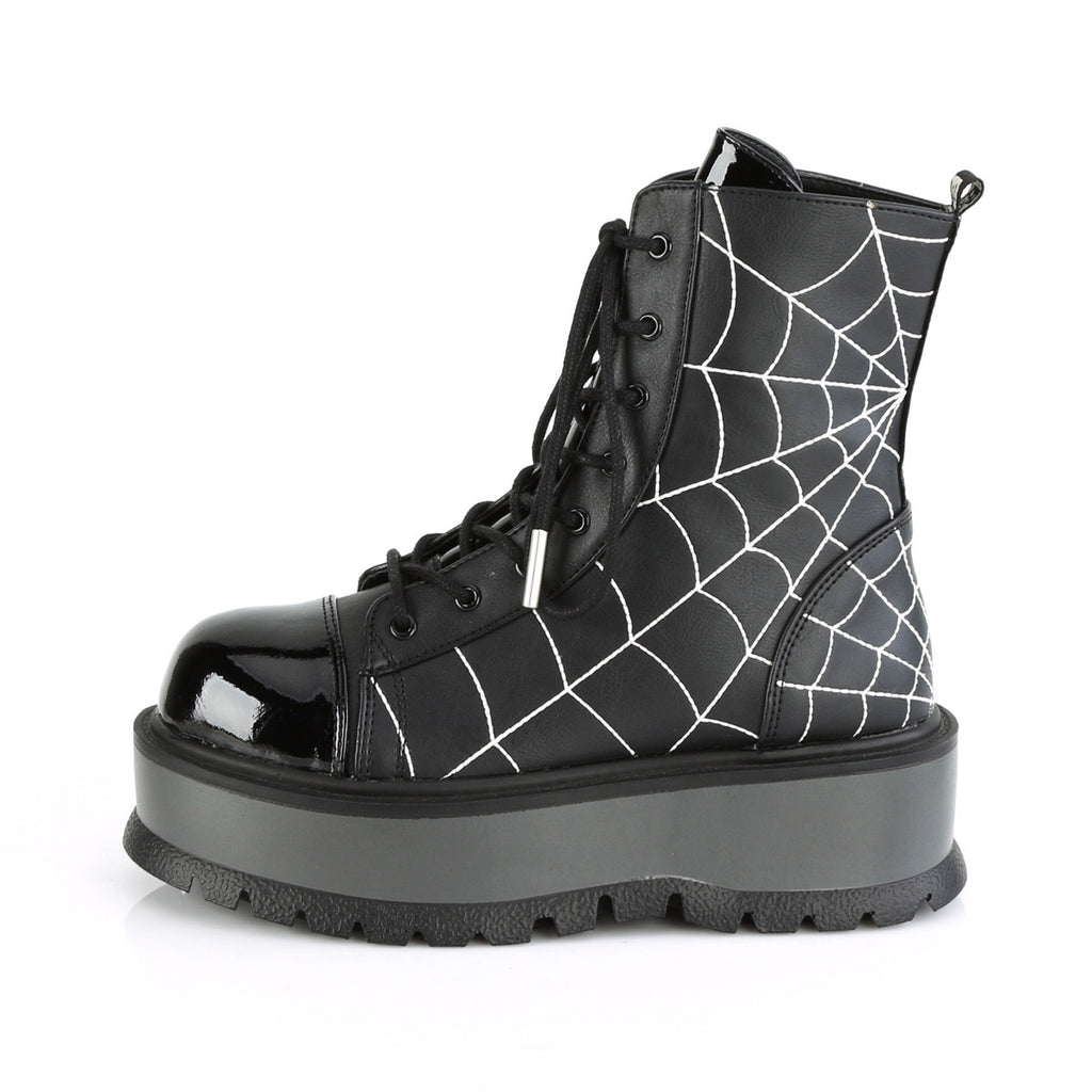 2" Pf Lace-up Ankle Boot, Side Zip Pleaser Demonia SLK88/BVL/PT