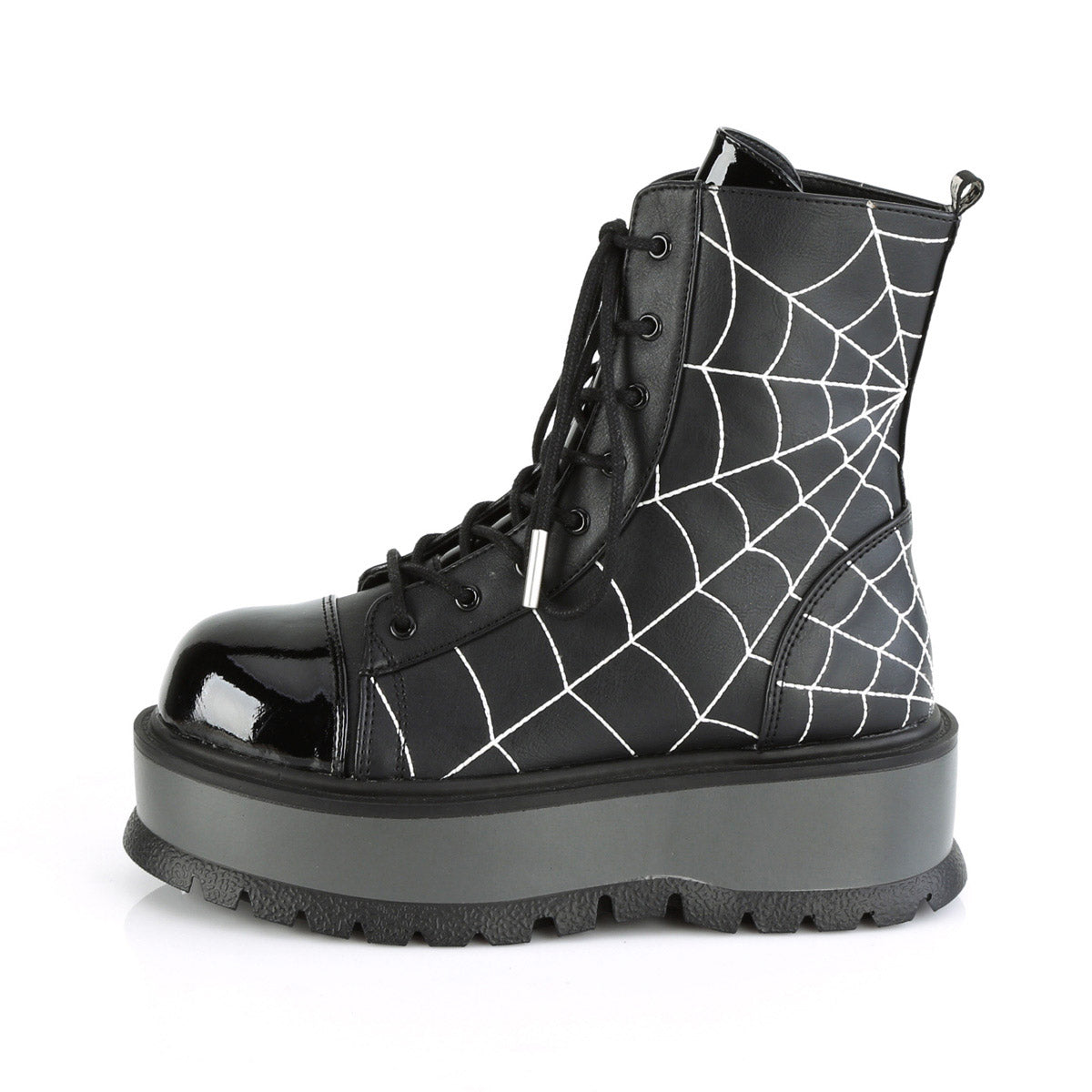 2" Pf Lace-up Ankle Boot, Side Zip Pleaser Demonia SLK88/BVL/PT