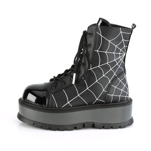 2" Pf Lace-up Ankle Boot, Side Zip Pleaser Demonia SLK88/BVL/PT