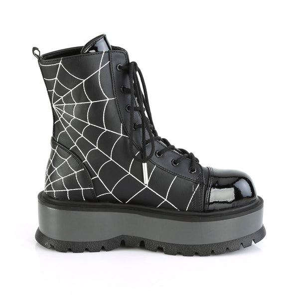 2" Pf Lace-up Ankle Boot, Side Zip Pleaser Demonia SLK88/BVL/PT