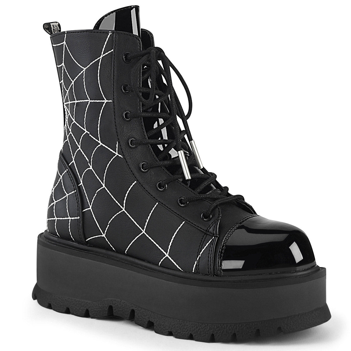 2" Pf Lace-up Ankle Boot, Side Zip Pleaser Demonia SLK88/BVL/PT Main image