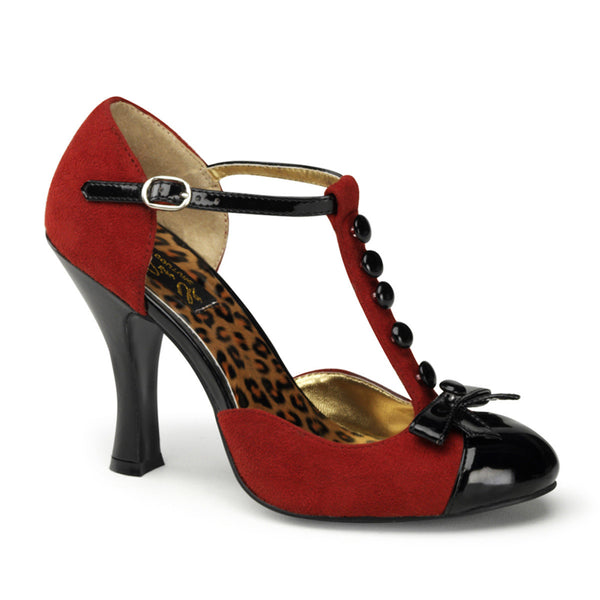 Sexy T-Strap Spat D'Orsay Pumps Mini Bow Spool High Heels Shoes Pleaser Pin Up Couture SMITTEN/10