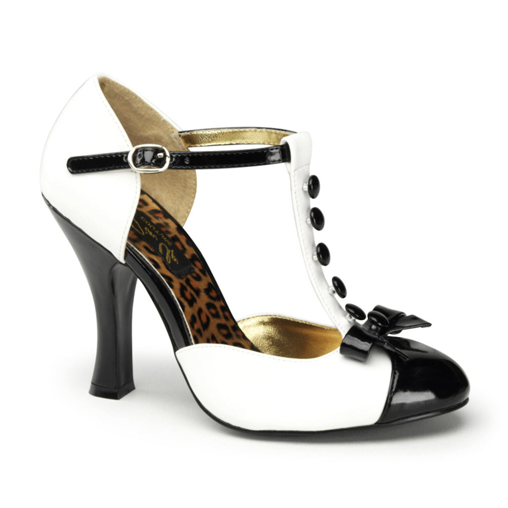 Sexy T-Strap Spat D'Orsay Pumps Mini Bow Spool High Heels Shoes Pleaser Pin Up Couture SMITTEN/10