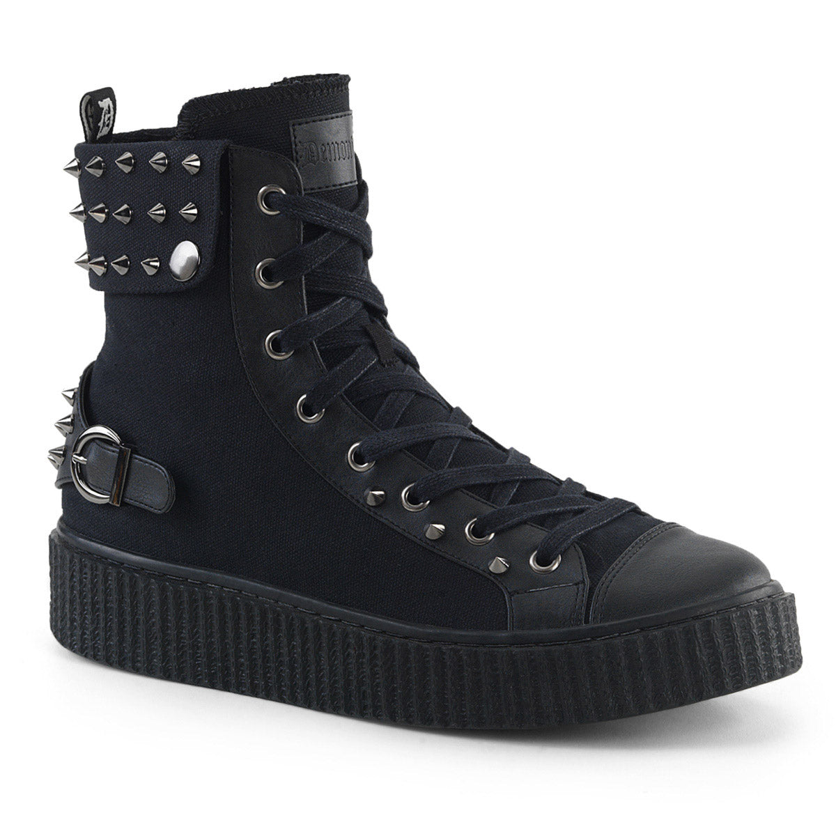 1 1/2" PF Round Toe Lace-Up Front High Top Creeper Sneaker Pleaser Demonia SNEEKER/266 Main image