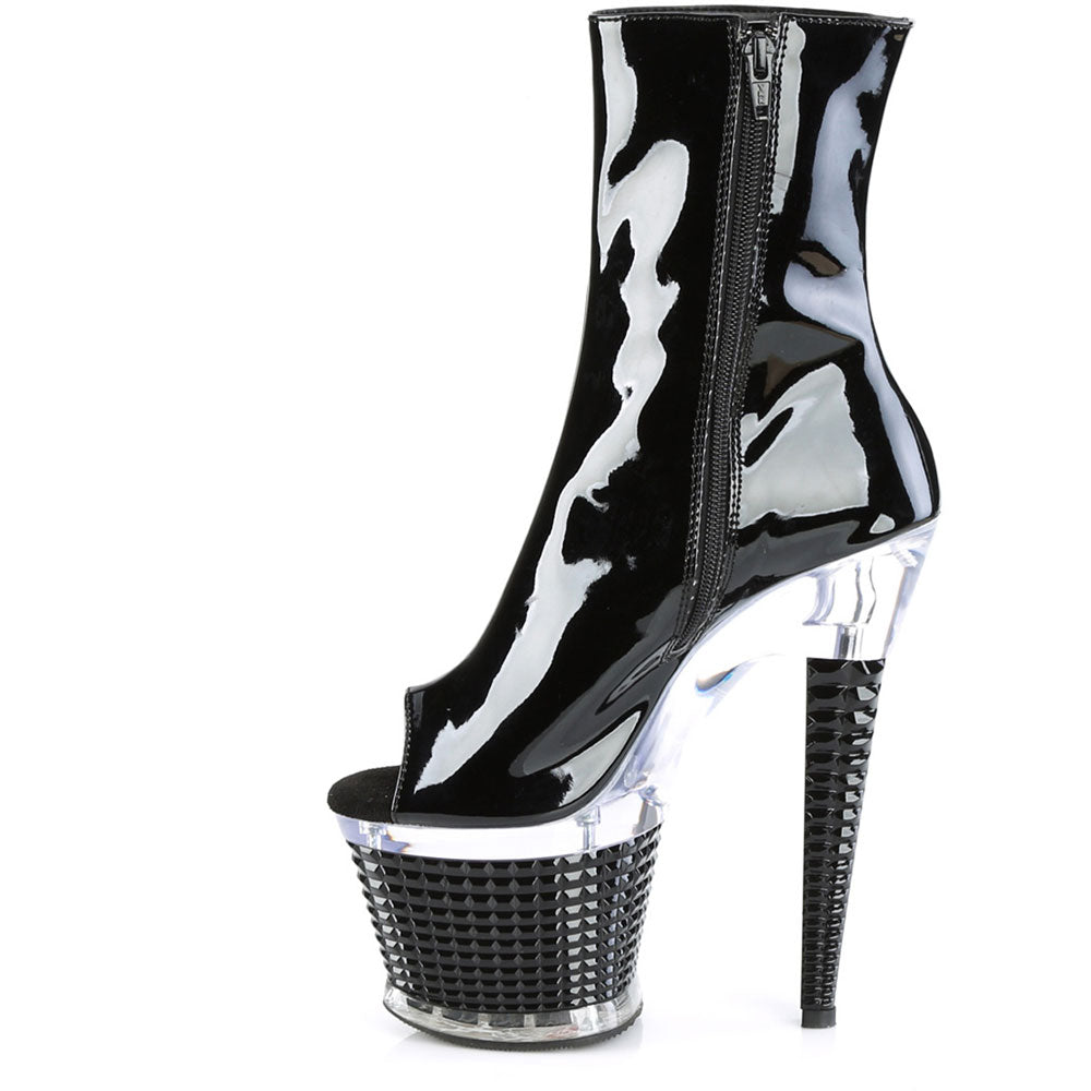 7" Heel, 3" Textured Pf Peep Toe Ankle Boot, Side Zip Pleaser Pleaser SPECTATOR/1021