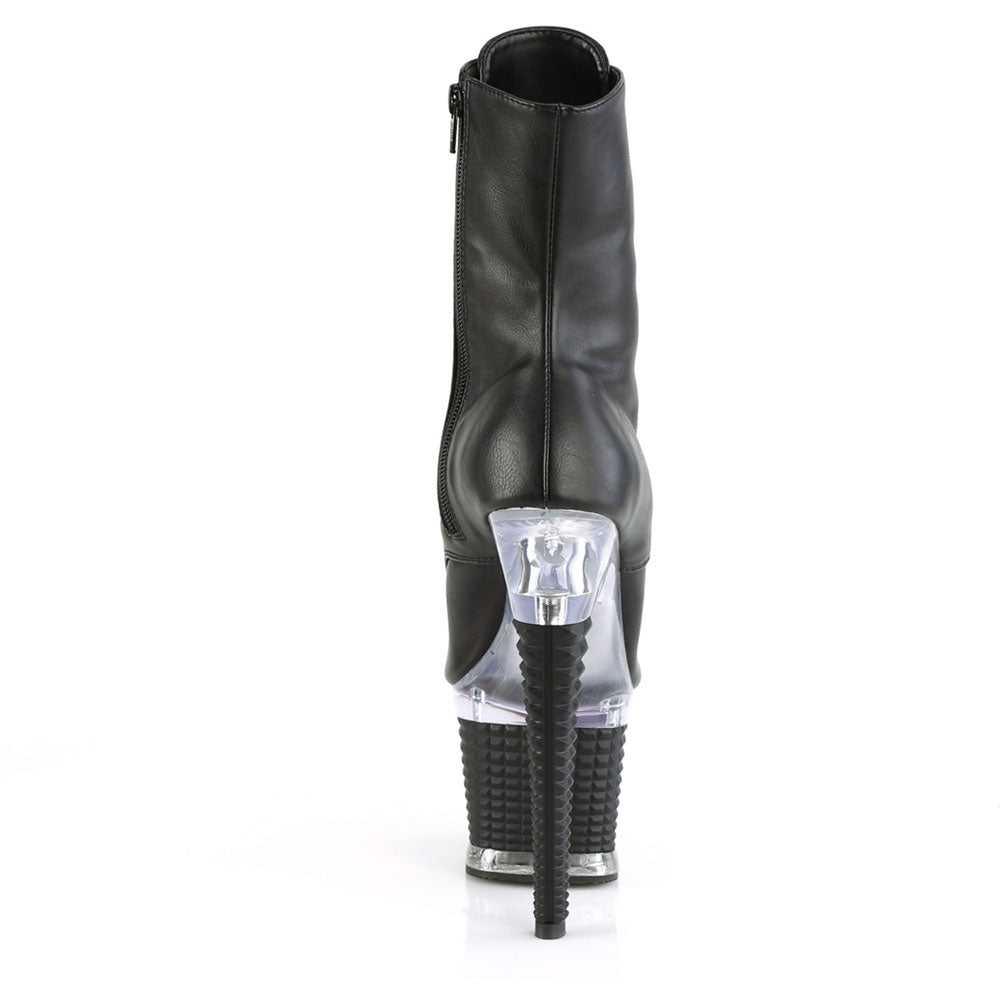 7" Heel, 3" Textured Pf Peep Toe Ankle Boot, Side Zip Pleaser Pleaser SPECTATOR/1021