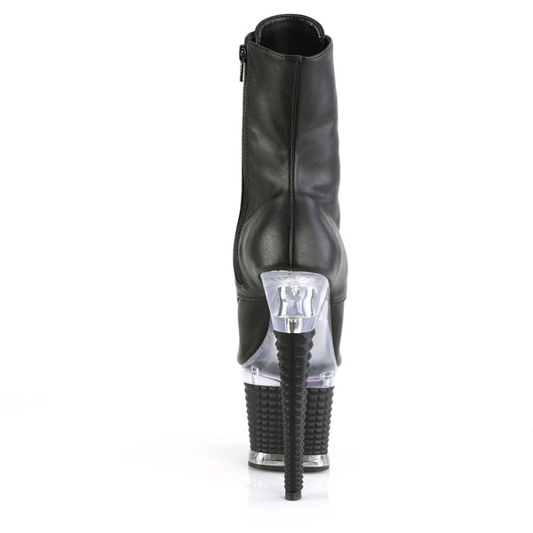 7" Heel, 3" Textured Pf Peep Toe Ankle Boot, Side Zip Pleaser Pleaser SPECTATOR/1021