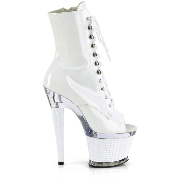 7" Heel, 3" Textured Pf Peep Toe Ankle Boot, Side Zip Pleaser Pleaser SPECTATOR/1021