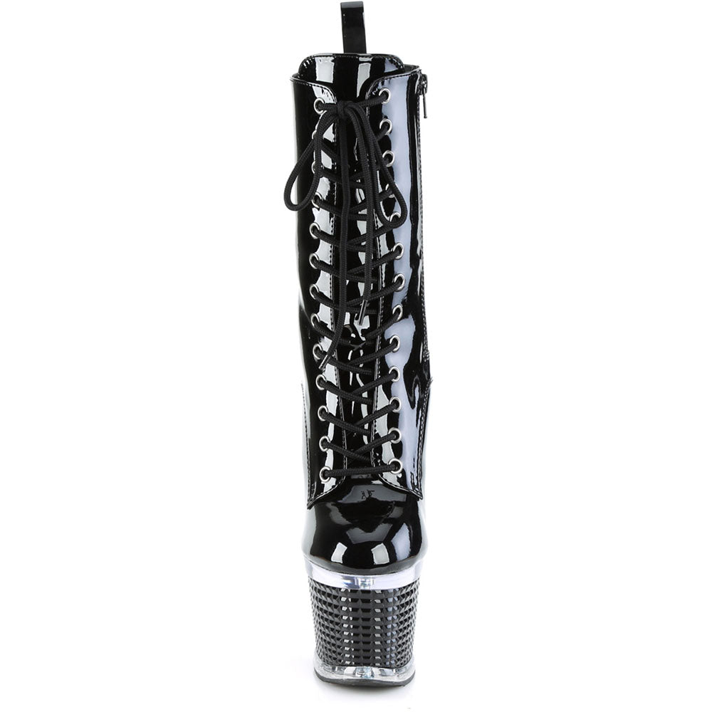 7" Heel, 3" Textured Pf Lace-Up Front Mid Calf, Side Zip Pleaser Pleaser SPECTATOR/1040