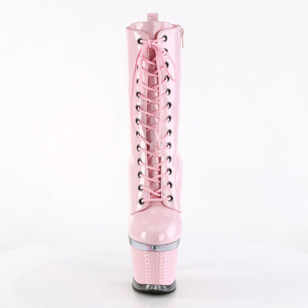 7" Heel, 3" Textured Pf Lace-Up Front Mid Calf, Side Zip Pleaser Pleaser SPECTATOR/1040