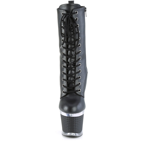 7" Heel, 3" Textured Pf Lace-Up Front Mid Calf, Side Zip Pleaser Pleaser SPECTATOR/1040