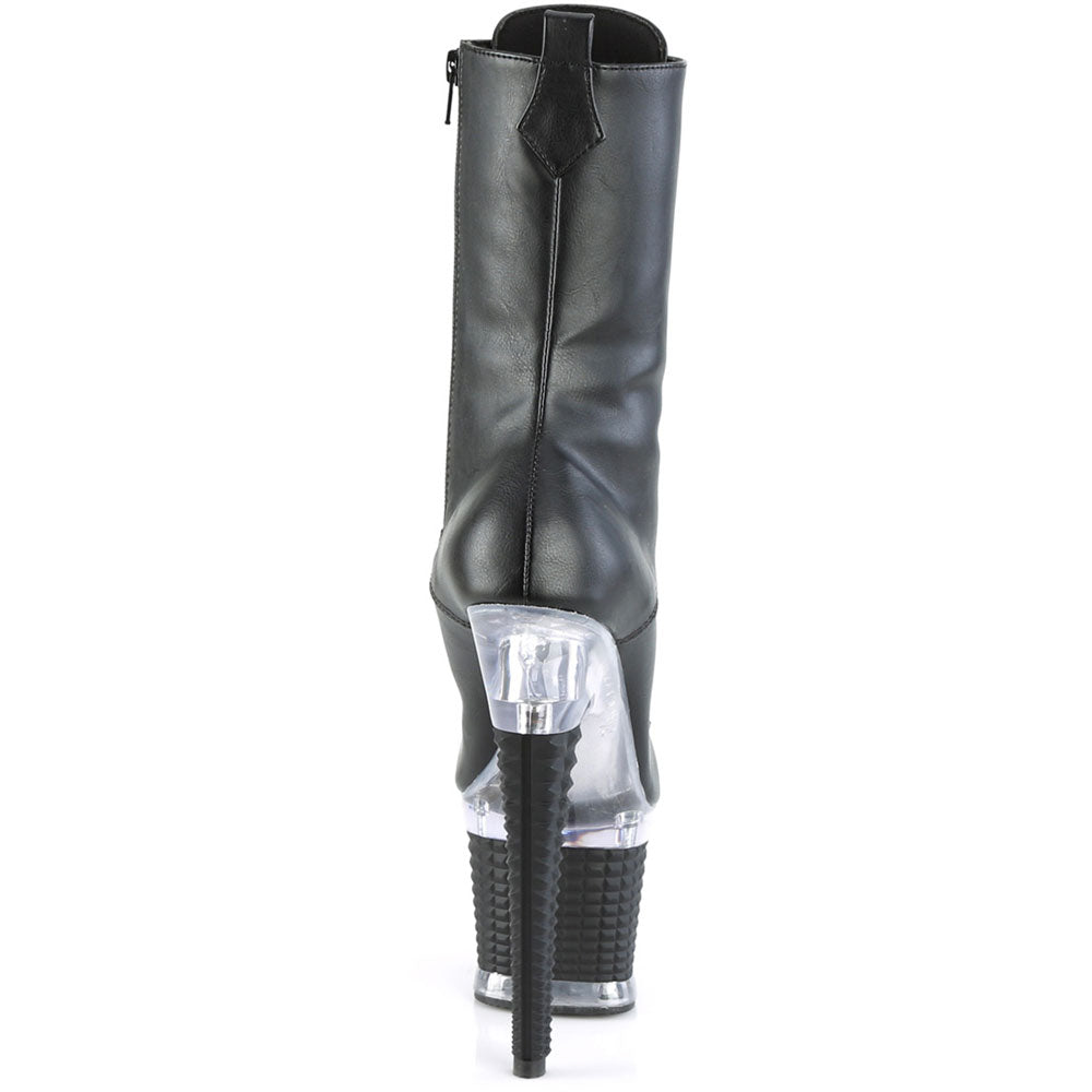 7" Heel, 3" Textured Pf Lace-Up Front Mid Calf, Side Zip Pleaser Pleaser SPECTATOR/1040