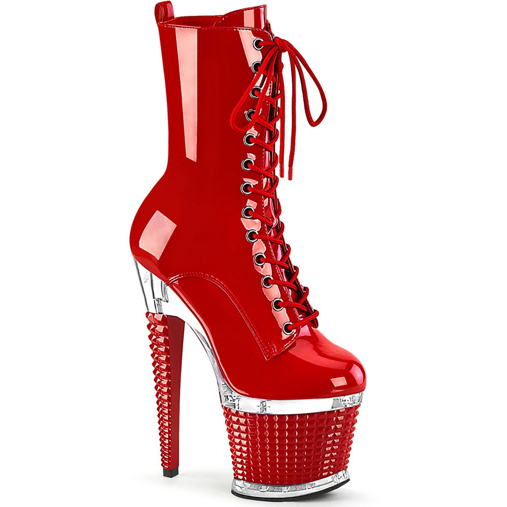 7" Heel, 3" Textured Pf Lace-Up Front Mid Calf, Side Zip Pleaser Pleaser SPECTATOR/1040