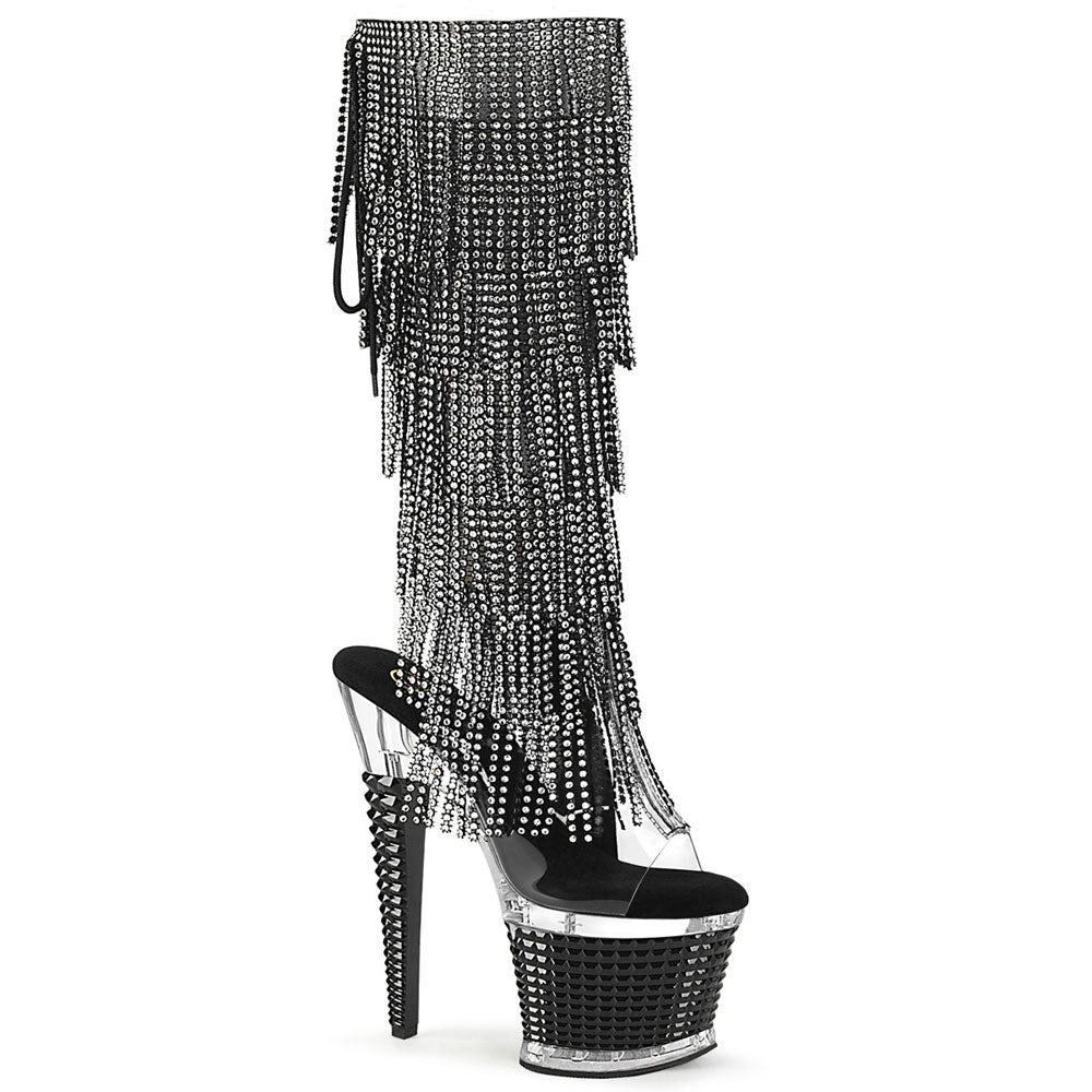 7" Heel, 3" Textured Pf Open Toe/Heel Knee Boot, Side Zip Pleaser Pleaser SPECTATOR/2017RSF Main image