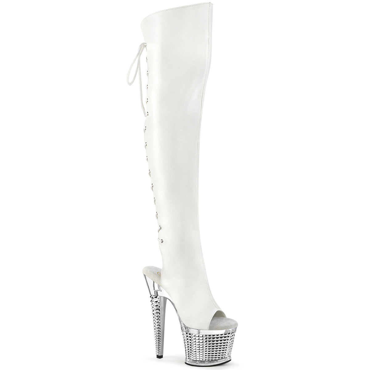 7" Heel, 3" Textured Pf Over-The-Knee Boot, Side Zip Pleaser  SPEC3019/WPU/C-SCH