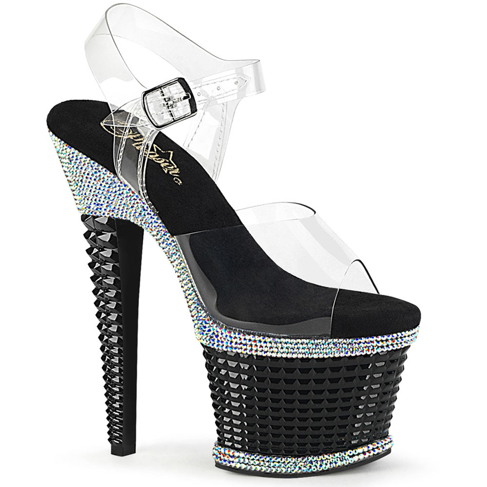 7" Heel, 3" Textured Pf Ankle Strap Sandal W/Rs Pleaser Pleaser SPECTATOR/708RS