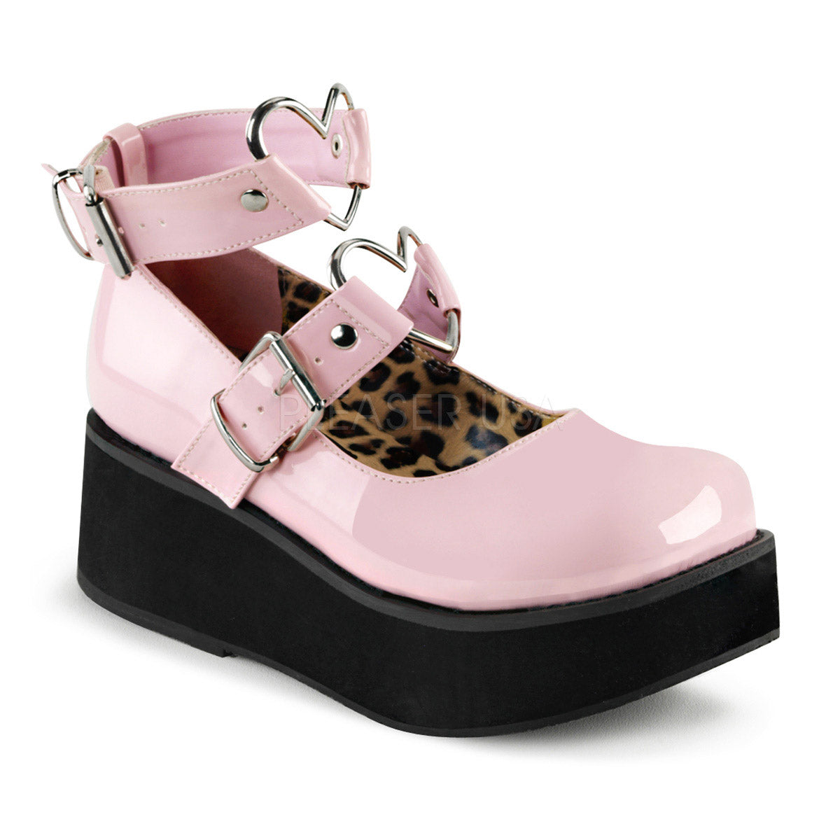 2 1/4" Pf Mary Jane W/heart O-rings & Studs Detail Pleaser Demonia SPR02/BPPT Main image