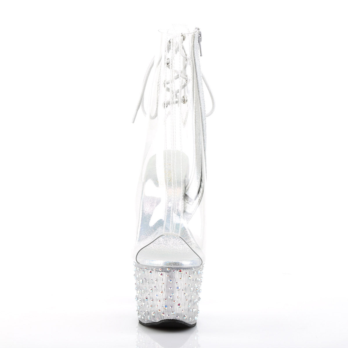 Pleaser Stardance-1018 Clear Heel Open Toe and Heel Ankle Boot for Women Secondary image