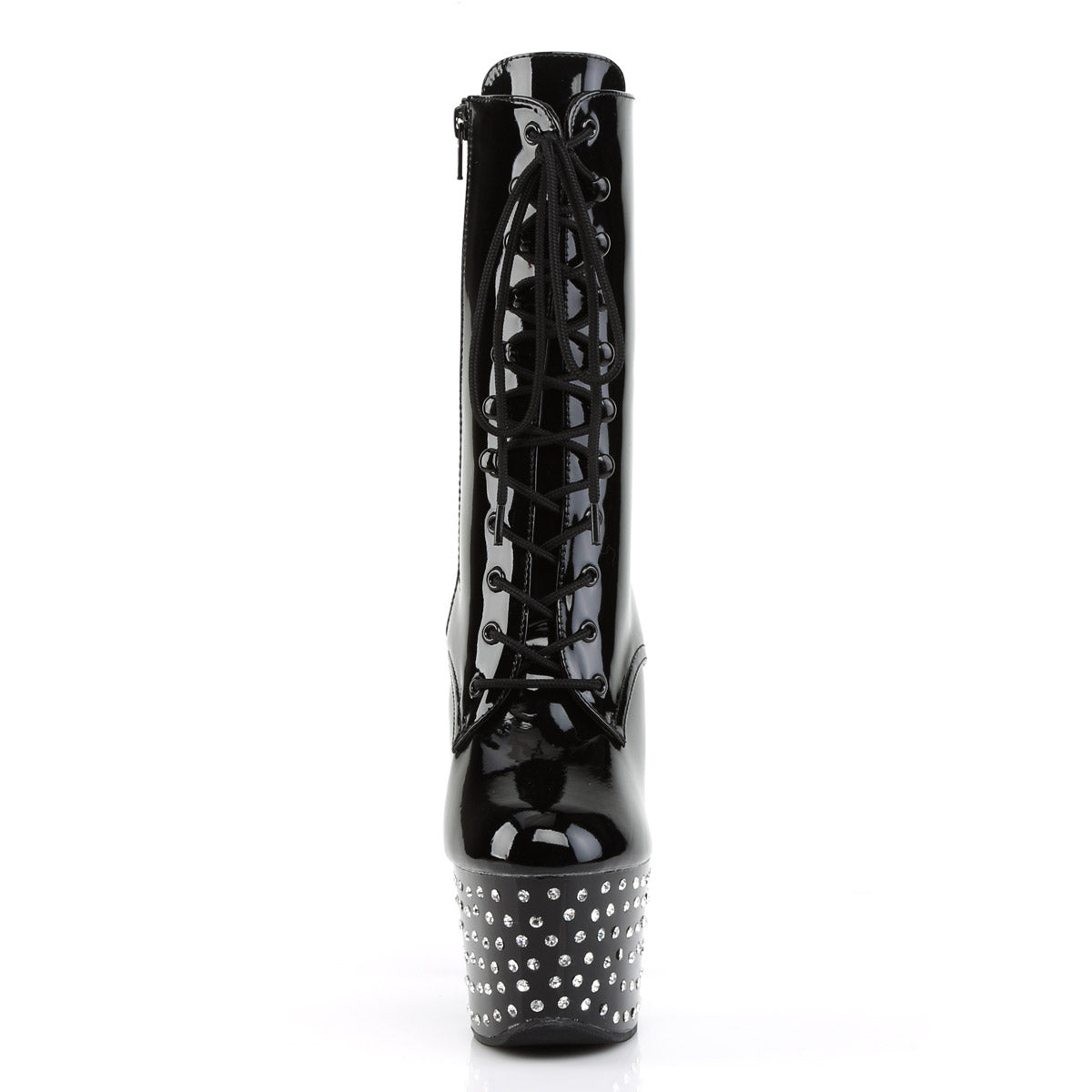 Pleaser Stardust 7" Heel Rhinestone Studded Platform Lace-Up Ankle Boots for Women Secondary image